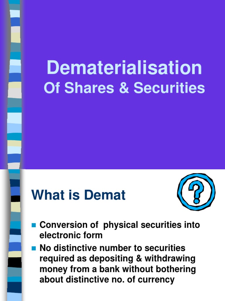 How To Dematerialised Shares. | PDF