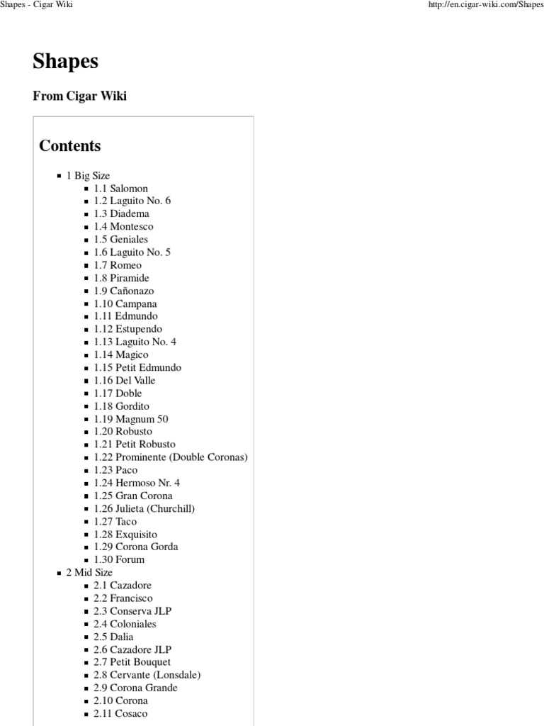 Cigar Shapes | Download Free PDF | Tobacco Industry | Industries
