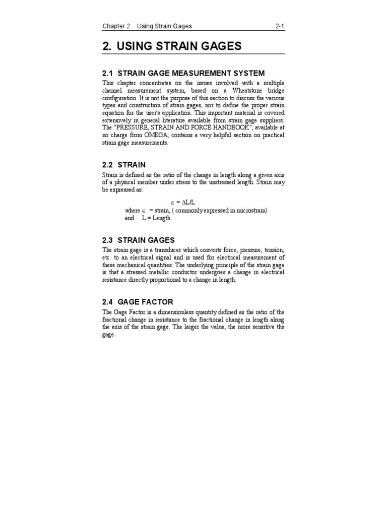 Use of Electrical Strain Gauges | PDF | Electrical Resistance And ...