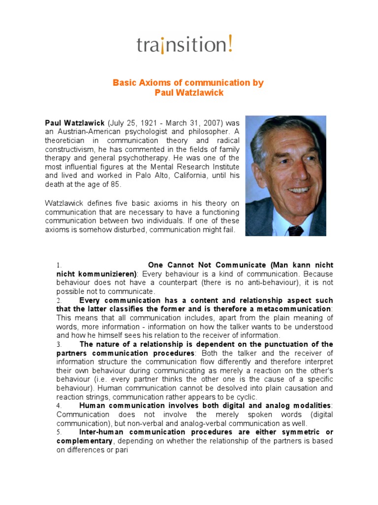 Watzlawick's Five Communication Axioms | PDF
