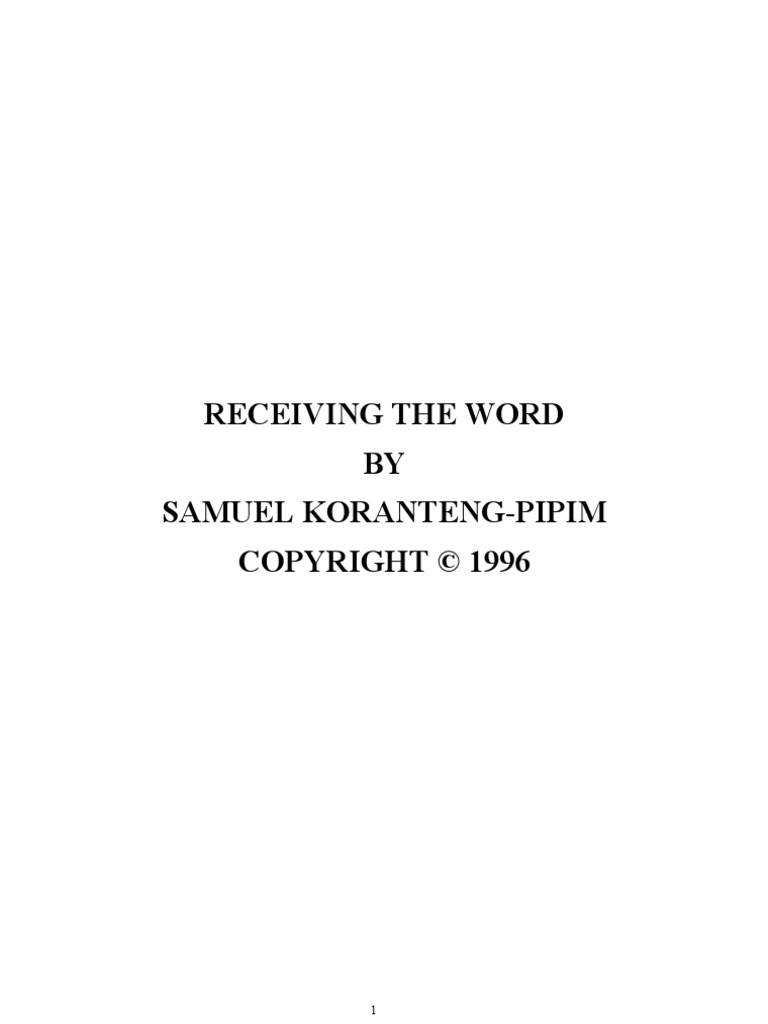 Receiving The Word | PDF | Philosophy | Religion & Spirituality