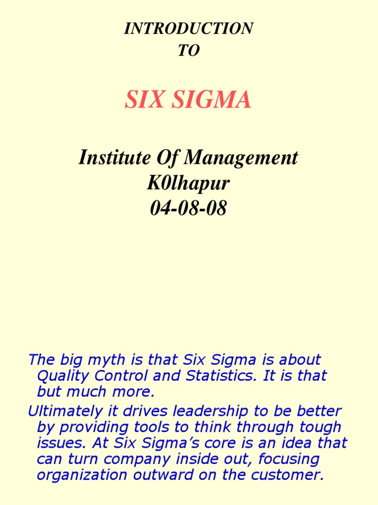 Six Sigma | PDF | Design For Six Sigma | Six Sigma