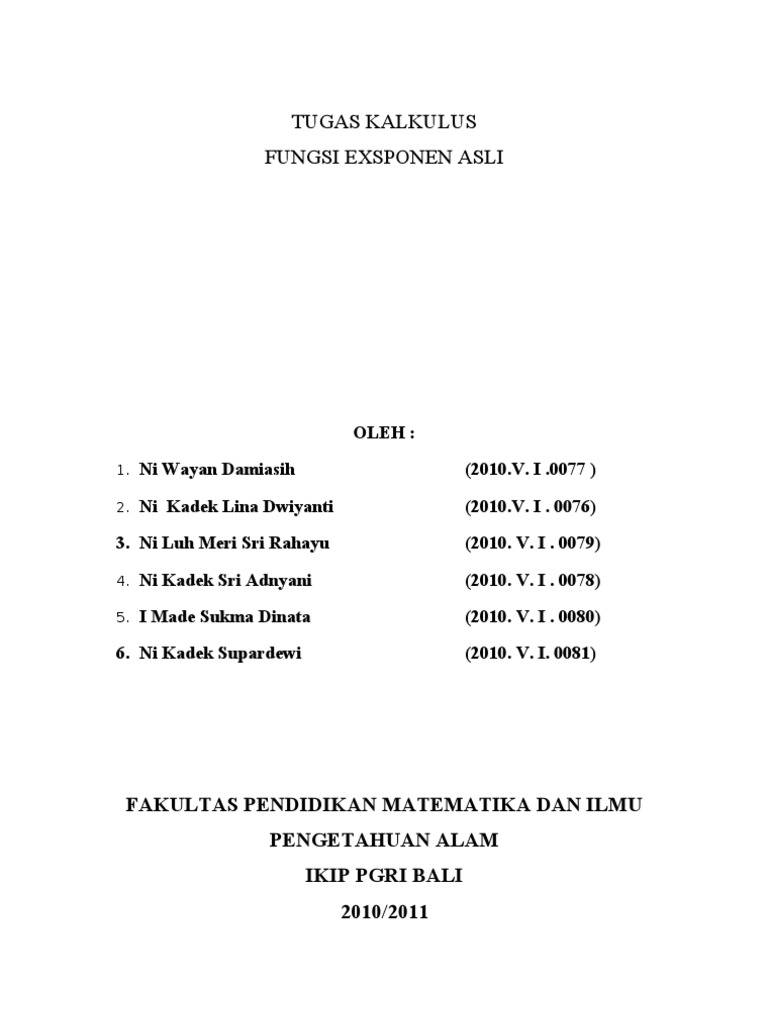 Fungsi Eksponen Asli