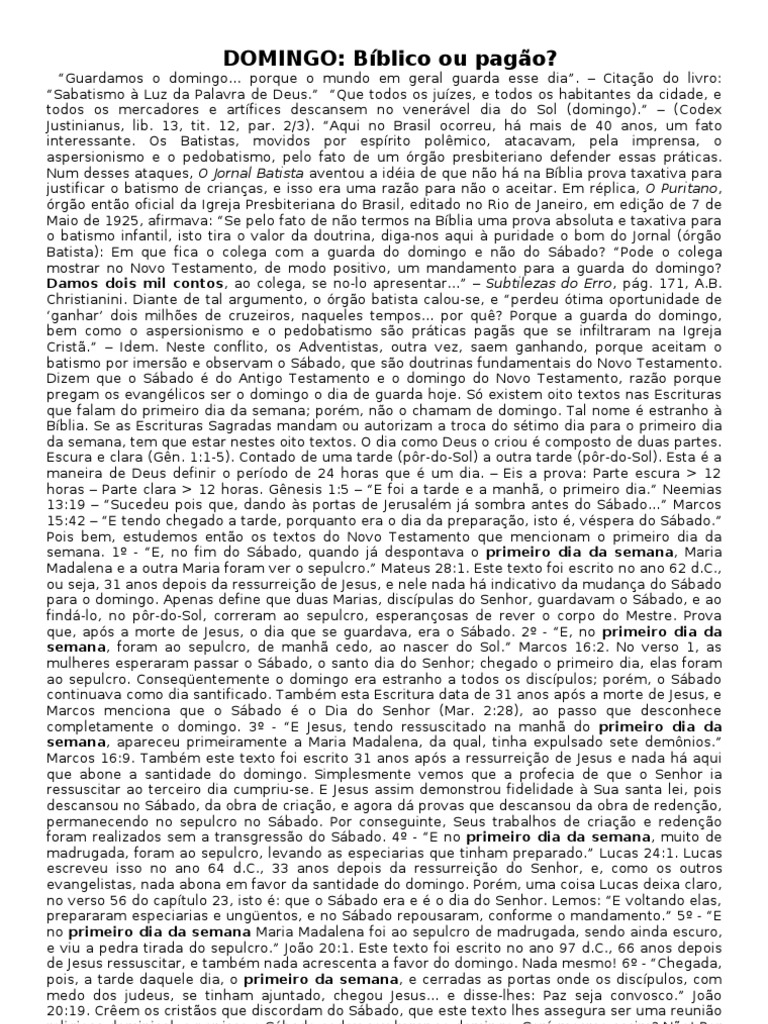 DOMINGO Bíblico Ou Pagão | PDF | Apóstolo Paulo | Ressurreição de Jesus