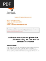 Research Paper: Colin Batchelor Is There A Continued Place For Life Coaching at The End of Athletic Careers