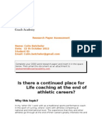 Research Paper: Colin Batchelor Is There A Continued Place For Life Coaching at The End of Athletic Careers