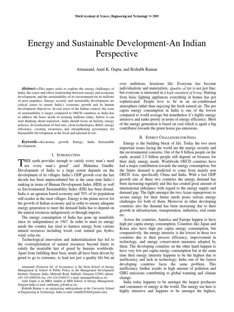 Energy Sustainable Development | PDF | Sustainability | Sustainable ...