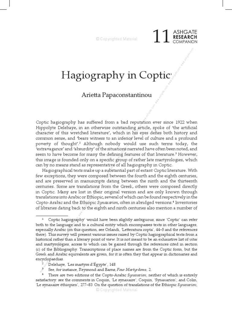 Hagiography in Coptic | Coptic Orthodox Church Of Alexandria | Orthodoxy