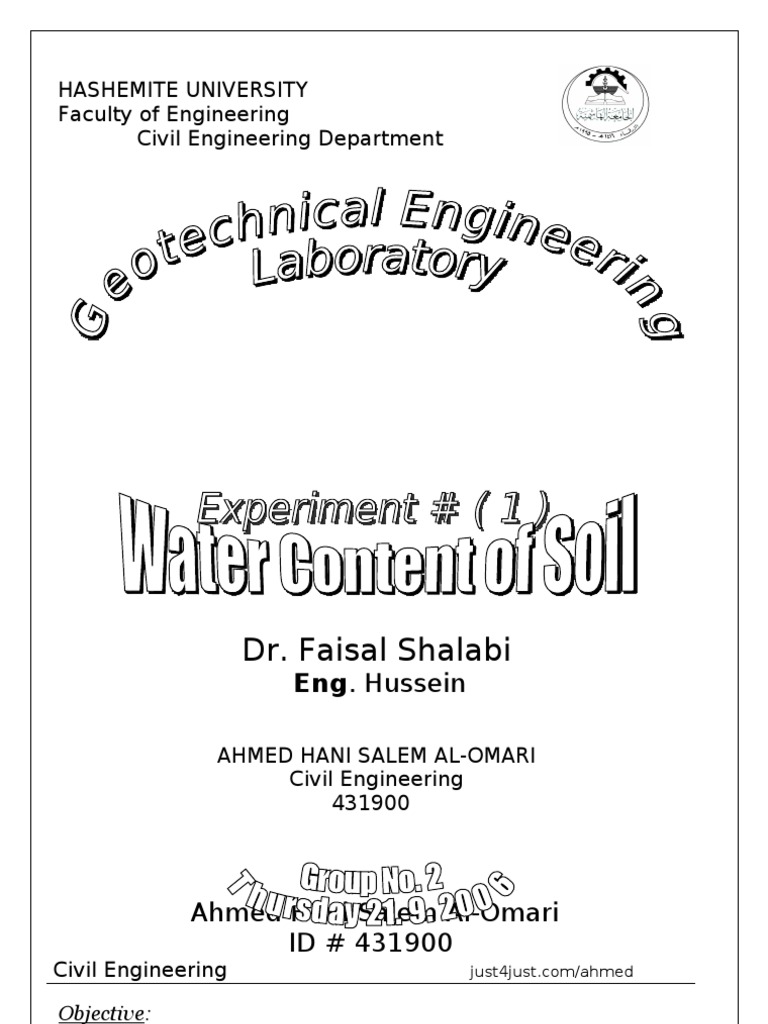 Water Content Of Soil Pdf Weight Soil