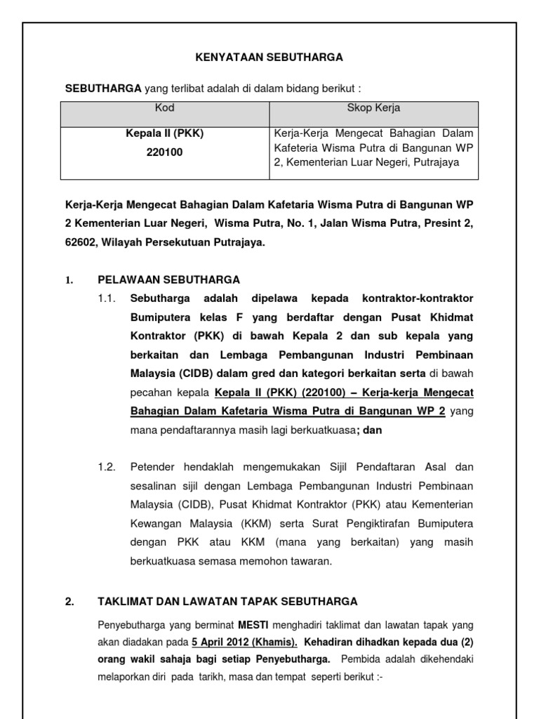 Contoh Sebutharga  PDF