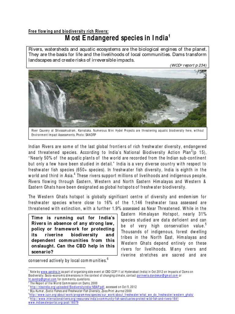 Endangered Species of India | PDF | Biodiversity | Conservation Biology