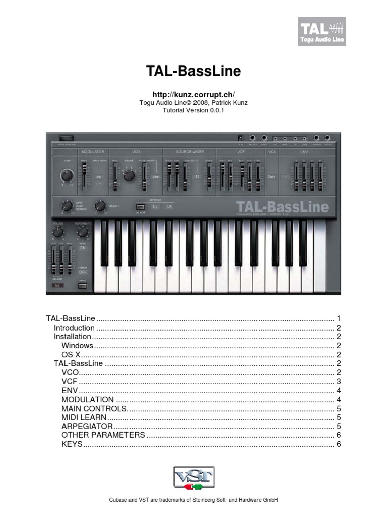 TAL BassLine UserManual PDF | PDF | Synthesizer | Amplitude