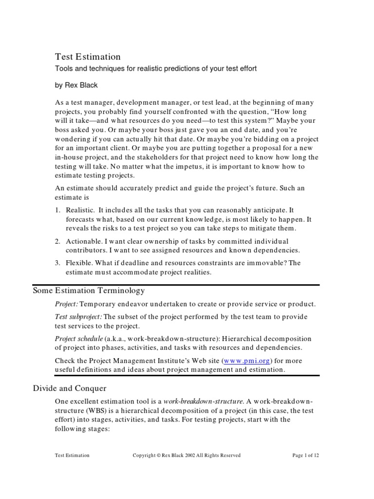 Test Estimation | PDF