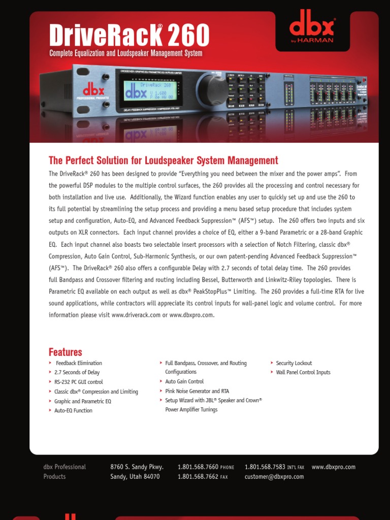 Driver Rack DBX 260 | Equalization (Audio) | Audio Engineering