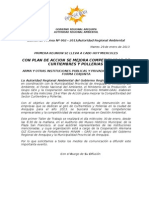 Boletin de Prensa Nº 002-2013  Taller Gestión Ambiental de Curtiembres y Polleerías