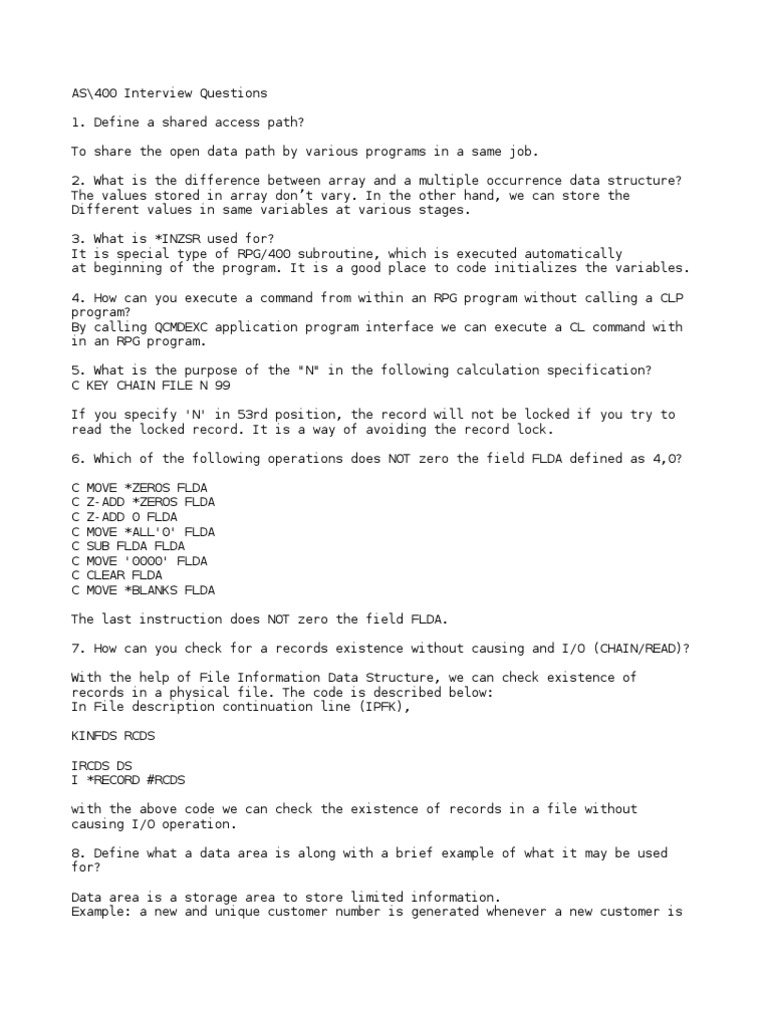 IBM AS\400 Interview Question | Ibm Rpg | C (Programming Language)