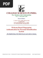 Webcam Based Fingerprint Authentication for Personal Identification System