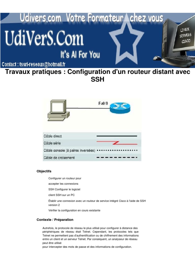 Configuration SSH sur Routeur Cisco 1841 | PDF | Enveloppe de ...
