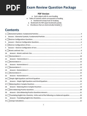 Chem 11 Exam Review With Answers Mole Unit Stoichiometry