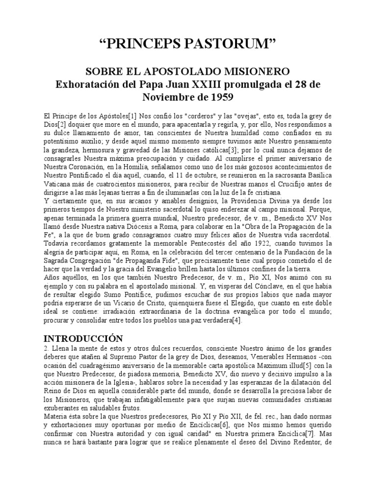 JUAN XXIII, Sobre El Apostolado Misionero PDF Iglesia Católica Sacerdote