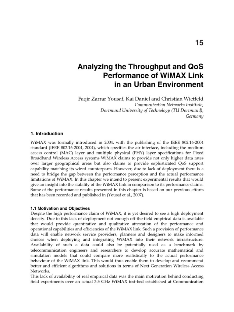 InTech-Analyzing The Throughput and Qos Performance of Wimax Link in An ...