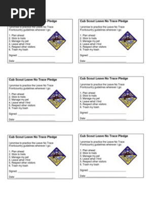 Leave No Trace Pledge Card | PDF | Social Movements | Scouting And Guiding