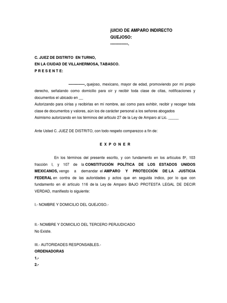 Juicio de Amparo Indirecto | PDF | Violación | Delito