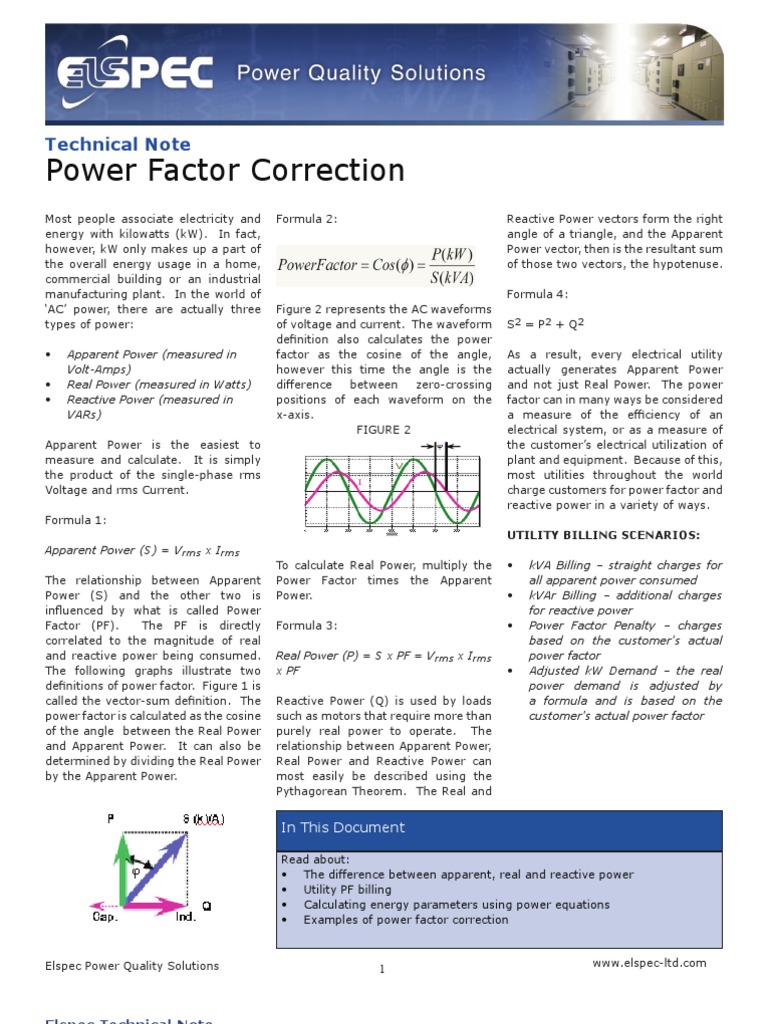 Power Factor Correction PDF Ac Power Electrical Engineering