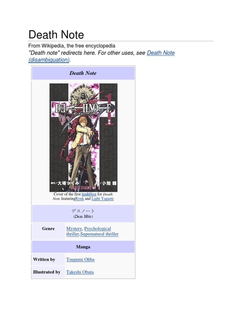 Deathnote | PDF | Mystery, Thriller & Crime Fiction | General Fiction