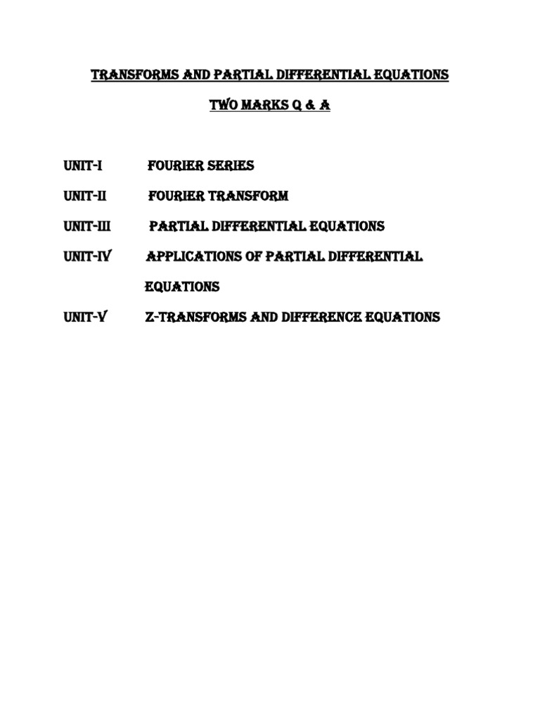 Transforms and Partial Differential Equation Questions Notes of m3, 3rd ...