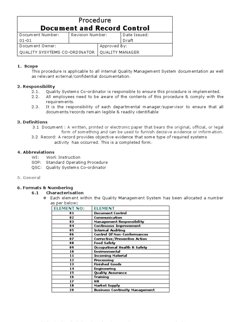 Document Control Procedure | PDF | Quality Management System ...