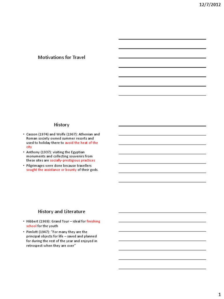 Motivations For Travel | PDF | Motivation | Motivational