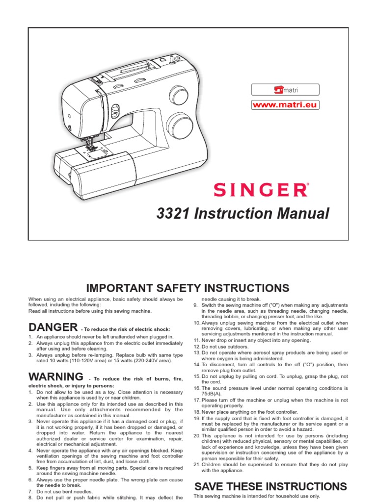 Singer Talent 3321 Eng Sewing Machine Sewing