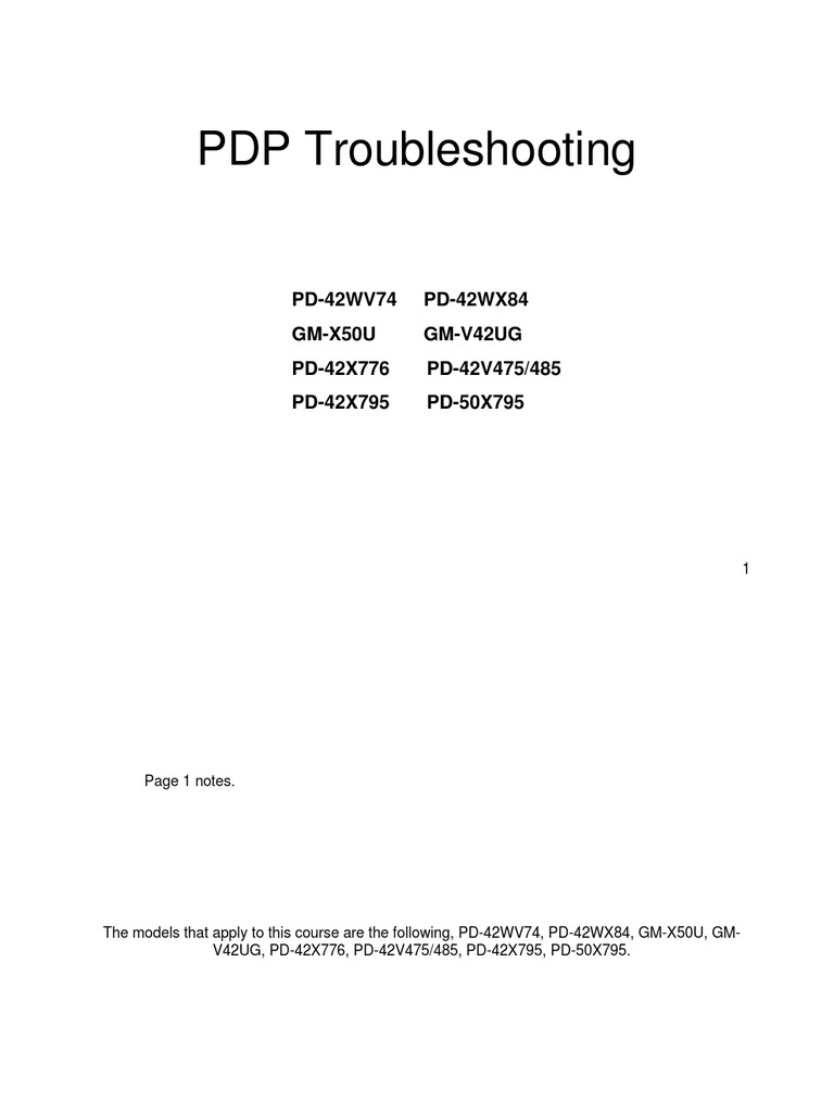 JVC Plasma troubleshooting manual | Power Supply | Electrical Connector