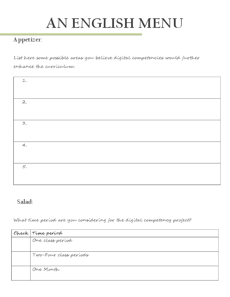 An English Menu | PDF
