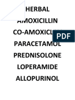 Herbal Amoxicillin Co-Amoxiclav Paracetamol Prednisolone Loperamide Allopurinol
