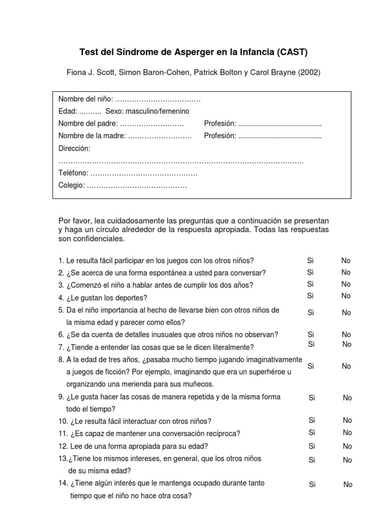 Test Cast Asperger Autism Behavior