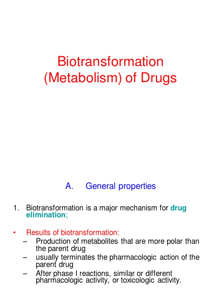 Phases of Drug Biotransformation | PDF | Drug Metabolism | Cytochrome P450