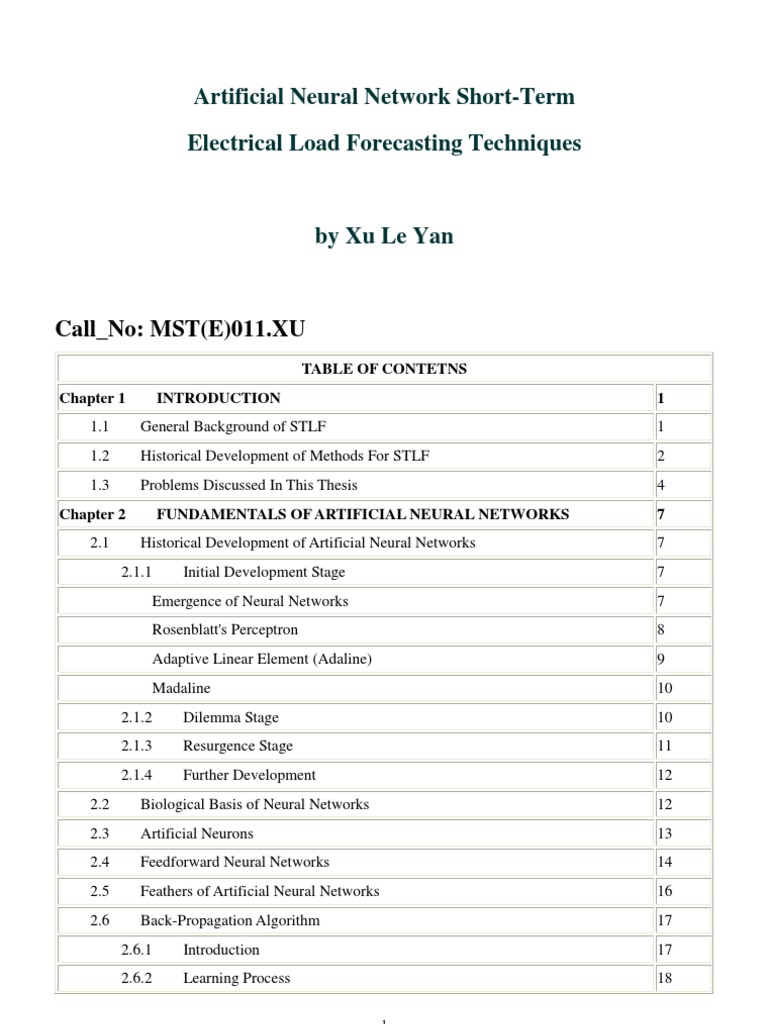 Neural Network Load Forecasting Techniques | PDF | Artificial Neural ...