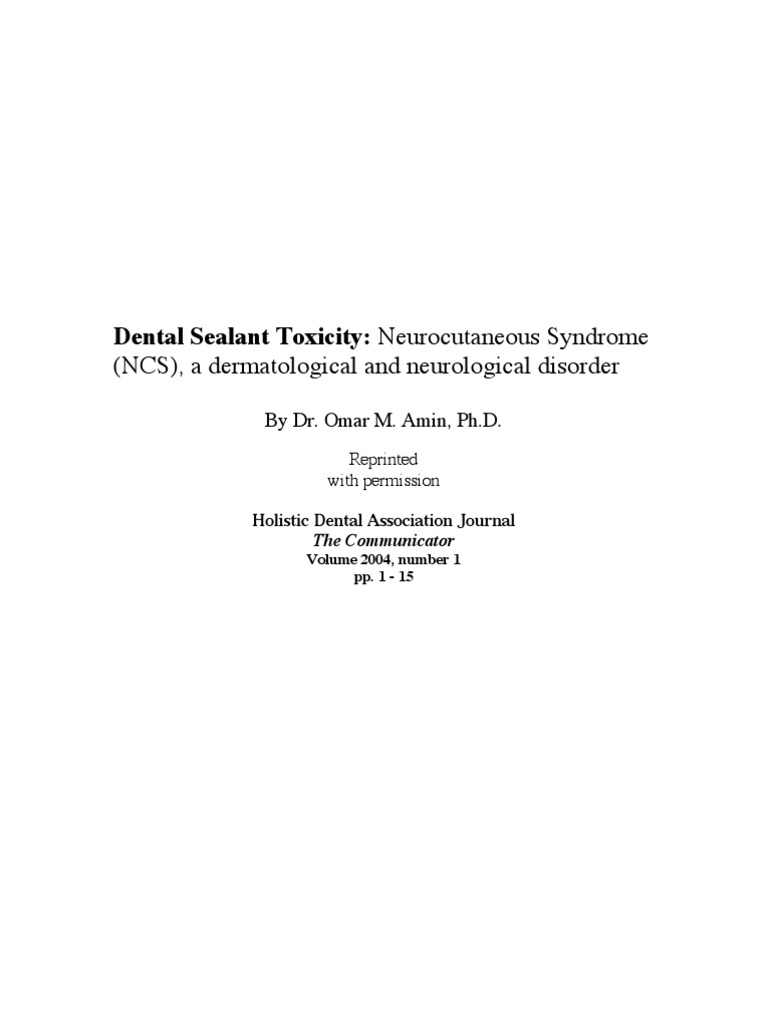 Dental Sealant Toxicity PDF Inflammation Infection