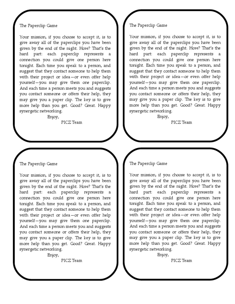 Paperclip Game Instructions