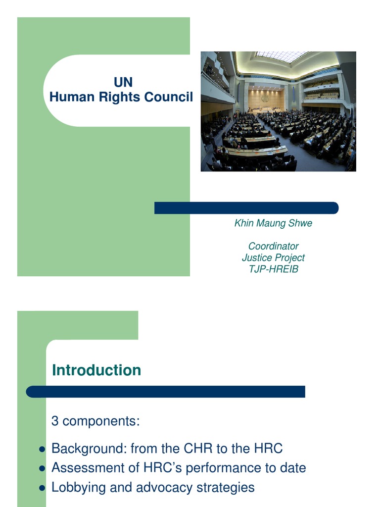 UN Human Rights Council: Khin Maung Shwe Coordinator Justice Project ...