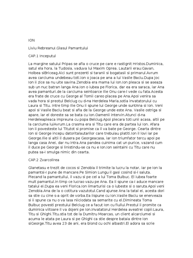 Ion-povestire pe scurt