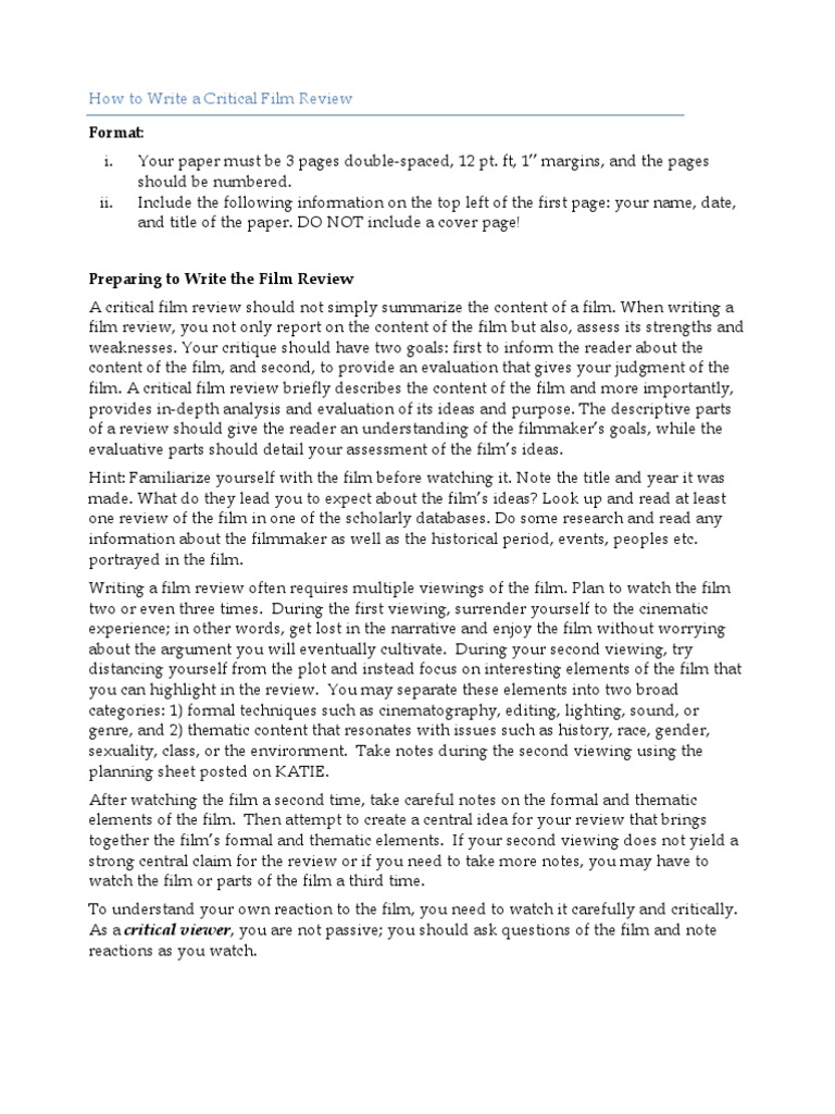 How To Write A Film Review PDF Argument Thesis