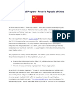 The International Program - People's Republic of China: Repor