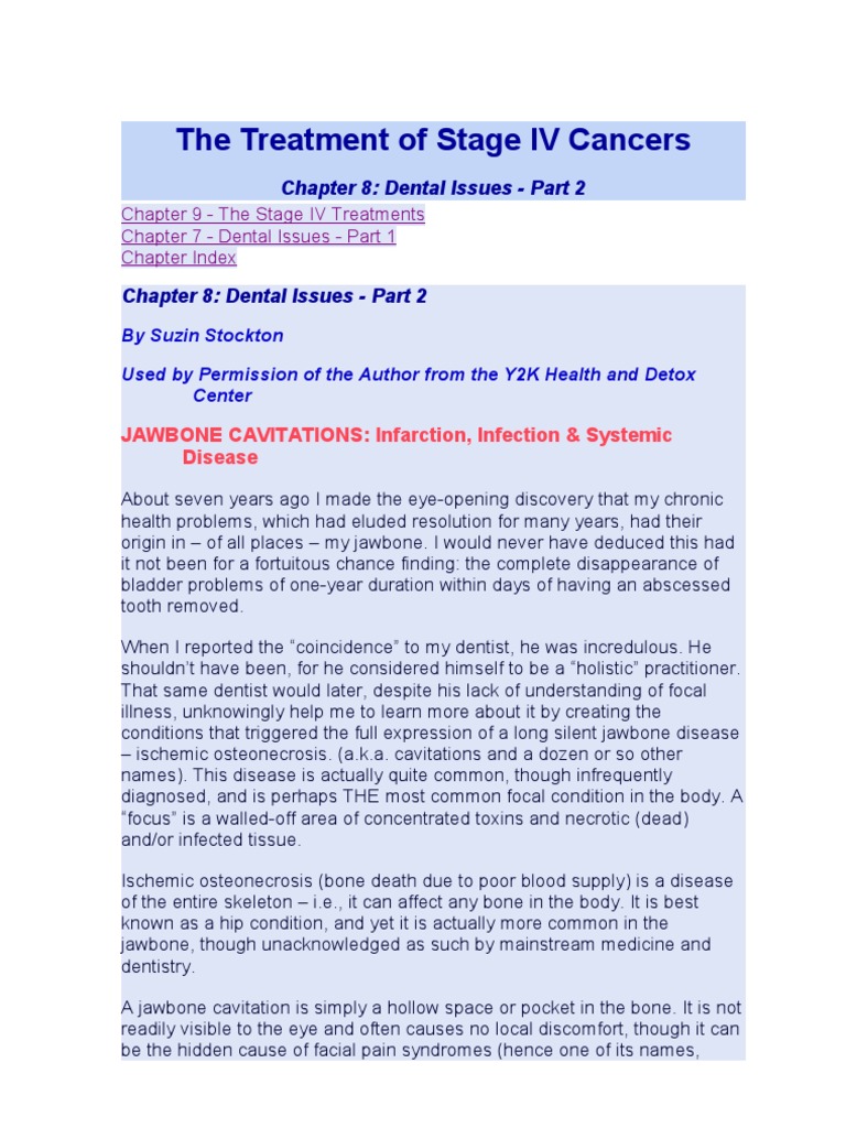 The Treatment of Stage IV Cancers Chapter 8 Dental Issues Part 2