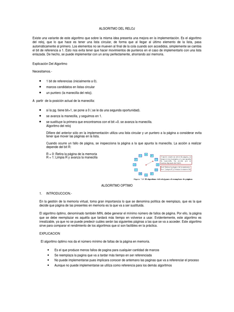 Algoritmo del Reloj en Paginación | PDF | Ingeniería Electrónica ...