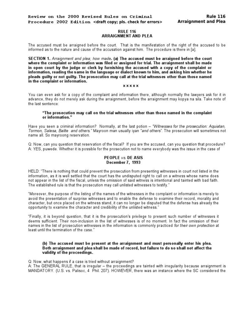Arraignment and Plea in Criminal Procedure | PDF | Social Science
