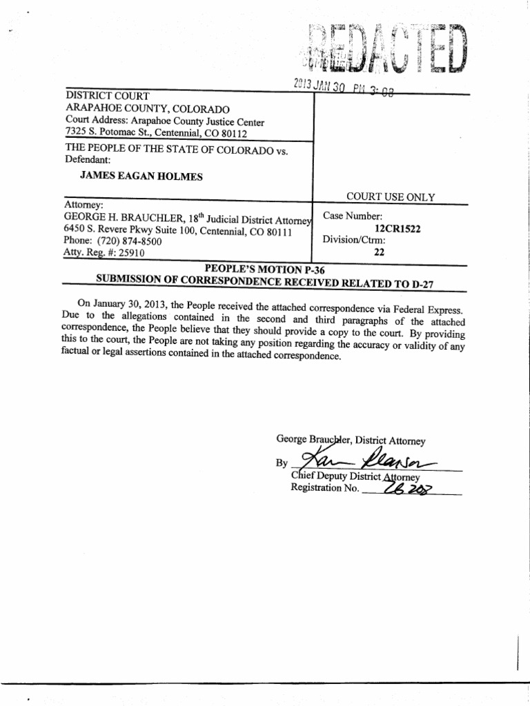 Submission of Correspondence Received