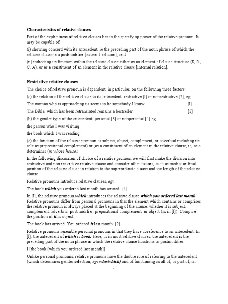 Understanding Relative Clauses | PDF | Pronoun | Preposition And ...